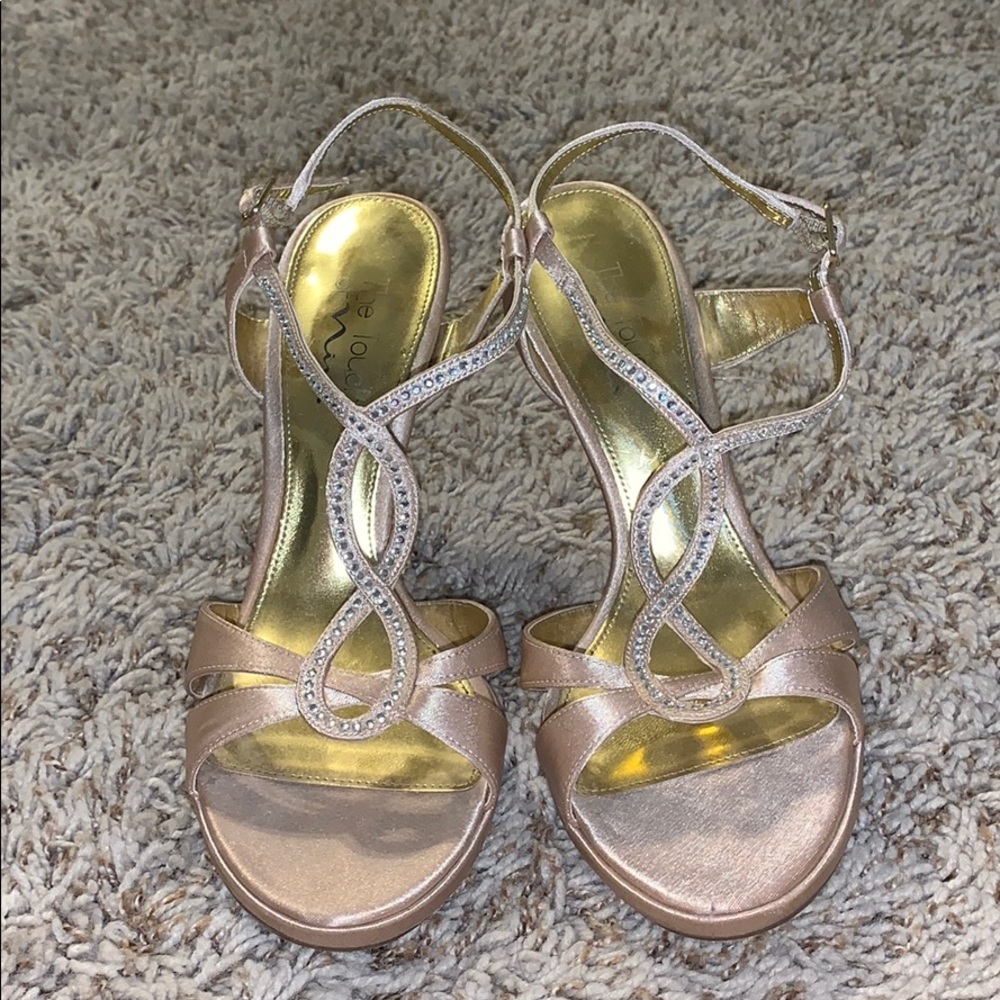 The Touch of Nina Nude Heels with Silver Gems